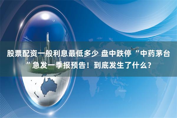 股票配资一般利息最低多少 盘中跌停 “中药茅台”急发一季报预告！到底发生了什么？