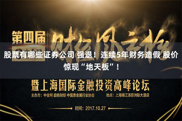 股票有哪些证券公司 强退！连续5年财务造假 股价惊现“地天板”！