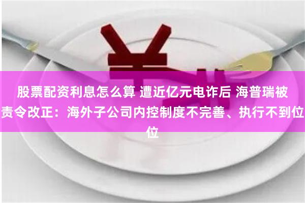 股票配资利息怎么算 遭近亿元电诈后 海普瑞被责令改正：海外子公司内控制度不完善、执行不到位